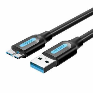 USB 3.0 A férfi és Micro-B férfi kábel Vention COPBC 0.25m Fekete PVC kép