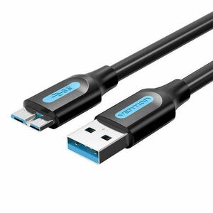 USB 3.0 A férfi és Micro-B férfi kábel Vention COPBI 3m fekete PVC kép