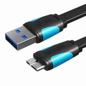 Lapos USB 3.0 A hím és Micro-B hím kábel Vention VAS-A12-B200 2m... kép