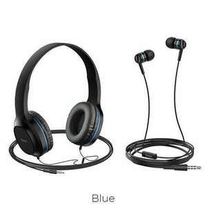 HOCO fejhallgató W24 Duality fejhallgató mikrofonnal szett kék kép