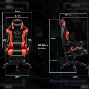 Gamer szék, forgószék masszázs funkcióval, fekete-kék kép