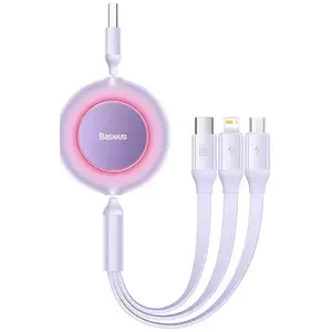 Kábel Baseus Bright Mirror 3, USB 3-in-1 cable for micro USB / USB-C / Lightning 66W / 2A 1.1m (Purple) kép