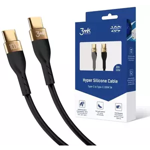 Kábel 3MK HyperSilicone Cable USB-C 2m 100W Black kép