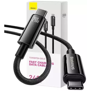 Kábel USB-C to USB-C cable Baseus Tungsten Gold 240W 2 m, black (6932172628833) kép