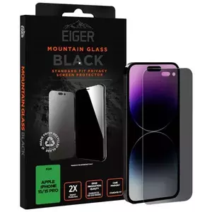 TEMPERED KIJELZŐVÉDŐ FÓLIA Eiger Mountain Black Privacy Screen Protector 2.5D for Apple iPhone 15 / 15 Pro in Black kép