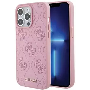 Tok Guess GUHCP15XP4EPMP iPhone 15 Pro Max 6.7" pink hardcase Leather 4G Stamped (GUHCP15XP4EPMP) kép