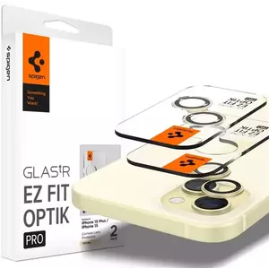 TEMPERED KIJELZŐVÉDŐ FÓLIA Spigen Glass tR EZ Fit Optik Pro 2 Pack, yellow - iPhone 15/15 Plus/14/14 Plus (AGL07168) kép