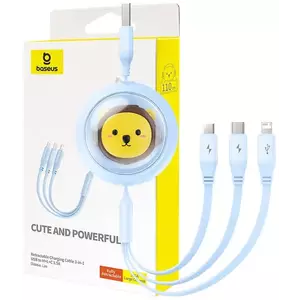 Kábel Charging Cable 3w1 Baseus USB to USB-C, USB-M, Lightning 3, 5A, 1, 1m (blue) kép