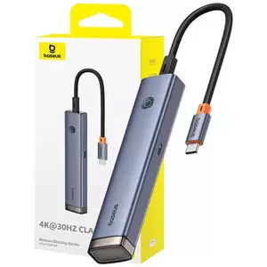USB Hub Baseus 6-Port HUB AIR UltraJoy Series Type-C - HDMI, USB3.0x2, USB2.0, C3.0, PD (grey) kép