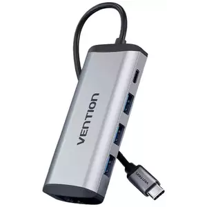 USB Hub Vention USB-C to USB-C Docking Station, 3x USB3.0, PD 0.15m THAHB, gray kép
