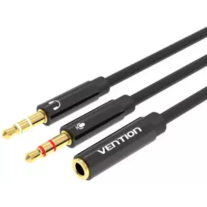 Kábel Vention 2x 3.5mm Male to 4-Pole Female 3.5mm Audio Cable 0.3m BBTBY Black kép