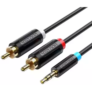 Kábel Vention 3.5mm Male to 2x Male RCA Cable 3m BCLBI Black kép