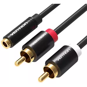 Kábel Vention 3.5mm Female to 2x RCA Male Audio Cable 1m VAB-R01-B100 Black kép