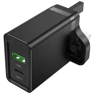 Töltő Vention USB(A+C) Wall Charger FBBB0-UK (18W/20W) UK Black kép