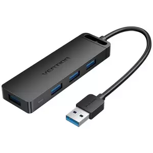 USB Hub Vention USB 3.0 4-Port Hub with Power Adapter CHLBB 0.15m, Black kép