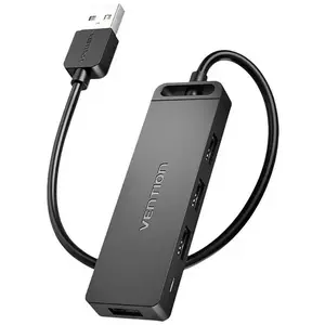 USB Hub Vention USB 2.0 4-Port Hub with Power Adapter CHMBB 0.15m, Black kép