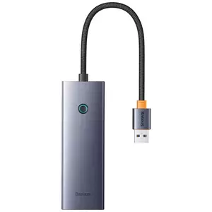 USB Hub Baseus Hub UltraJoy Series Lite 4-Port (USB to USB 3.0*4+Type-C 5V) (gray) kép