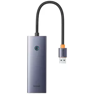 USB Hub Baseus Hub UltraJoy Series Lite 4-Port (USB to USB 3.0*3+RJ45*1+USB-C 5V) (gray) kép