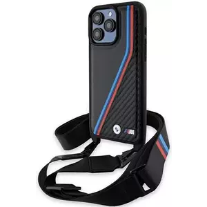 Tok BMW BMHCP15L23PSVTK iPhone 15 Pro 6.1" black hardcase M Edition Carbon Tricolor Lines & Strap (BMHCP15L23PSVTK) kép