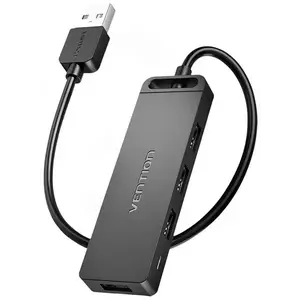 USB Hub Adapter USB 2.0 4-Port Hub with Power Vention CHMBF 1m Black kép