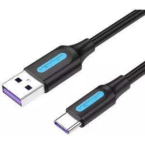 Kábel Vention USB 2.0 A to USB-C Cable CORBC 5A 0.25m Black PVC kép
