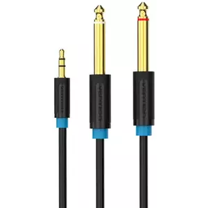 Kábel Vention Audio Cable TRS 3.5mm to 2x Male 6.35mm BACBD 0.5m Black kép