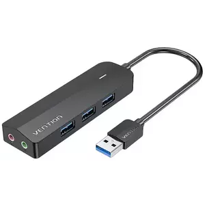 USB Hub Vention Hub USB 3.0 3-Port with Sound Card 2x TRS 3, 5mm CHIBB 0.15m Black kép