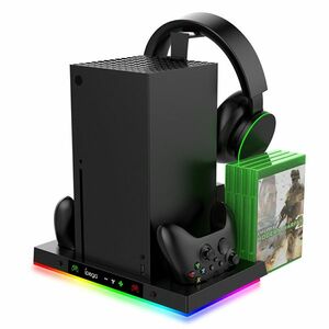 iPega XBX023S Többfunkciós RGB töltőállvány hűtéssel Xbox Series X számára, fekete kép