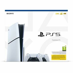 PlayStation 5 (Model Slim) + Vezeték nélküli vezérlő PlayStation 5 DualSense, fehér kép