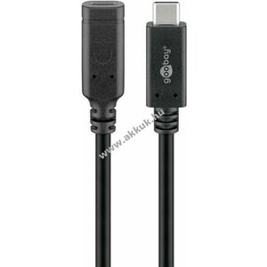 USB-C 3.2 hosszabító kábel, 1m , fekete - A készlet erejéig! kép