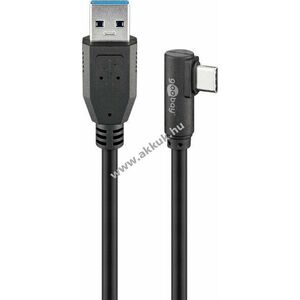 USB-C - USB A 3.0 kábel 90°-ban hajlított fejjel, 0.5m - A készlet erejéig! kép