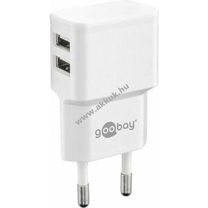 Goobay hálózati usb töltő 2 x USB aljzat 2, 4A fehér kép