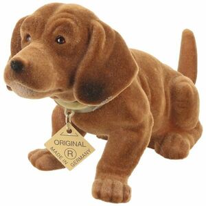 Eredeti ülő Bólogatós kutya kalaptartóra vagy dísznek kicsi 20cm x 10cm, barna kép
