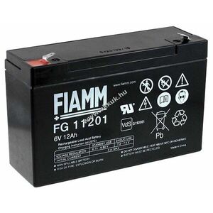 Ólom akku 6V 12Ah (FIAMM) típus FG11201 VDS-minősítéssel (csatlakozó: F1) - Kiárusítás! kép