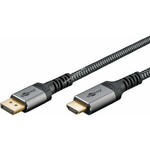 DisplayPort - HDMI kábel 1m szövetborításos, szürke kép