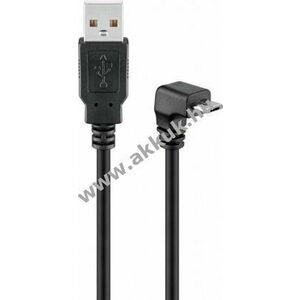 USB 2.0 - Micro USB kábel 90°-os könyök-ban hajlított véggel 1.8m fekete kép