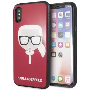 Tok Karl Lagerfeld iPhone X/Xs red Iconic Glitter Karl`s Head (KLHCPXDLHRE) kép