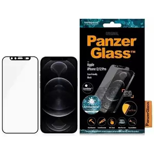 TEMPERED KIJELZŐVÉDŐ FÓLIA PanzerGlass iPhone 12/ 12 Pro CamSlider Case Friendly AntiBacterial black kép