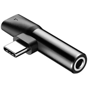 Redukció Baseus Audio Adapter USB-C to Mini Jack 3.5mm + USB-C (black) (6953156282278) kép