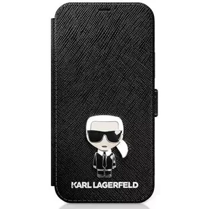Tok Karl Lagerfeld KLFLBKP12SIKMSBK iPhone 12 mini 5, 4" black book Saffiano Ikonik Metal (KLFLBKP12SIKMSBK) kép