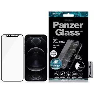 TEMPERED KIJELZŐVÉDŐ FÓLIA PanzerGlass E2E Microfracture iPhone 12 /12 Pro 6, 1" CamSlider Swarovsky Case Friendly AntiBacterial black (2717) kép