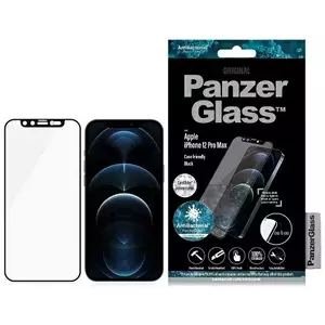 TEMPERED KIJELZŐVÉDŐ FÓLIA PanzerGlass E2E Microfracture iPhone 12 Pro Max 6, 7" CamSlider Swarovsky Case Friendly AntiBacterial black (2718) kép