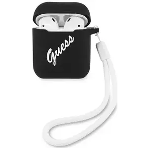 Tok Guess AirPods cover black white Silicone Vintage (GUACA2LSVSBW) kép