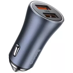 Autó töltő Baseus Golden Contactor Pro car charger, 2x USB, QC SCP, 40W (gray) (6953156201972) kép