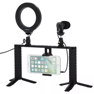Puluz Vlog platform with LED lamp and microphone Smartphone kép