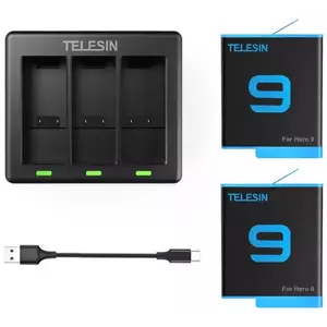 Töltő Telesin 3-slot charger for GoPro Hero 9 + 2 batteries (GP-BTR-903) 6972860172286 kép