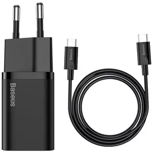 Töltő Baseus Super Si Quick Charger 1C 25W with USB-C cable for USB-C 1m (black) (6953156206021) kép
