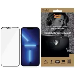 TEMPERED KIJELZŐVÉDŐ FÓLIA PanzerGlass E2E Microfracture iPhone 13 Pro Max 6, 7" CamSlider Swarovsky Case Friendly AntiBacterial black 2752 (2752) kép