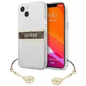 Tok Guess GUHCP13SKB4GBR iPhone 13 mini 5, 4" Transparent hardcase 4G Brown Strap Charm (GUHCP13SKB4GBR) kép