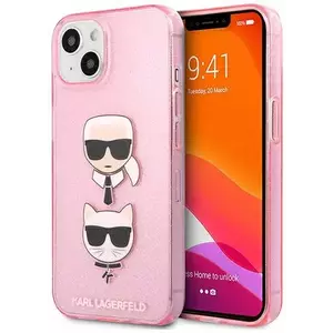 Tok Karl Lagerfeld KLHCP13SKCTUGLP iPhone 13 mini 5, 4" pink hardcase Glitter Karl`s & Choupette (KLHCP13SKCTUGLP) kép